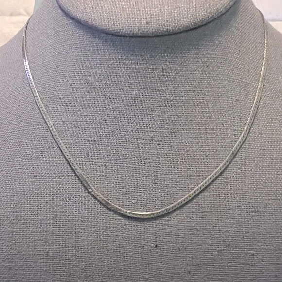 Italy .925 Herringbone Sterling Silver Chain Necklace - Picture 1 of 7